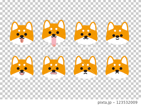 かわいい柴犬の表情イラストセット 123532009