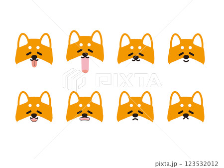 かわいい柴犬の残念そうな表情イラストセット かわいい柴犬の残念そうな表情イラストセット 123532012