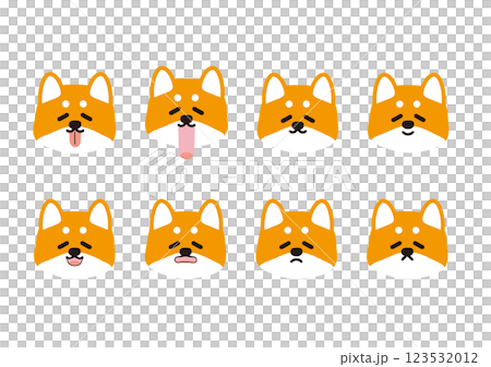 かわいい柴犬の残念そうな表情イラストセット かわいい柴犬の残念そうな表情イラストセット 123532012