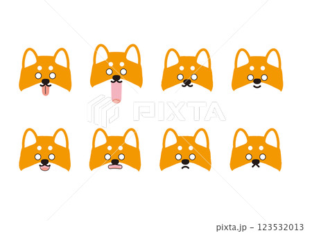 かわいい柴犬の驚き表情イラストセット 123532013