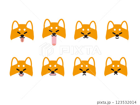 かわいい柴犬の不満げな表情イラストセット 123532014