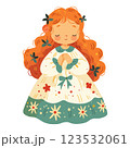 Sweet little girl, spring. Illustration on a white background 123532061