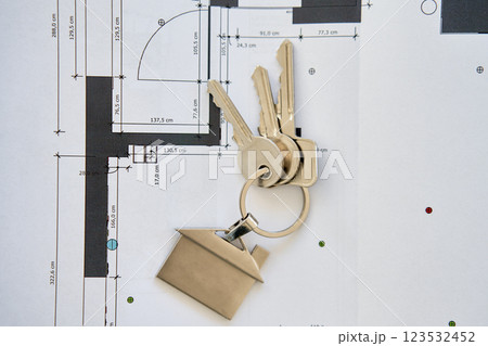 House keys on architectural blueprint 123532452