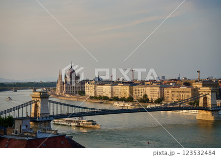 Hungarian Parliament Building And Chain Bridge in Budapest Hungarian Parliament Building And Chain Bridge in Budapest 123532484
