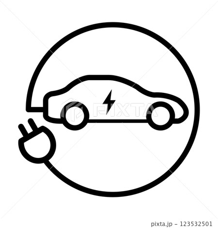 EV Electric car with plug icon symbol, eco friendly vehicle concept, vector illustration 123532501