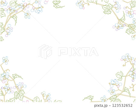 野ぶどうの線画フレーム②カラー 123532652