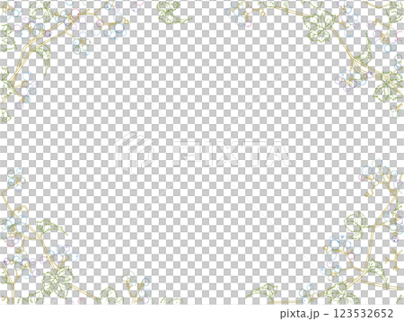 野ぶどうの線画フレーム②カラー 123532652