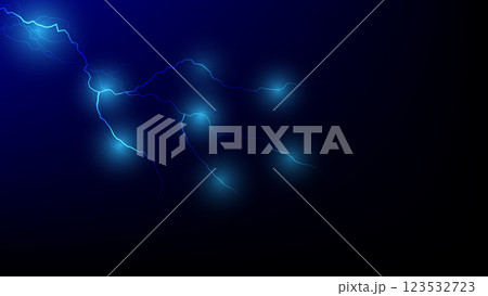 Blue lightning bolt on black color background, vector illustration 123532723