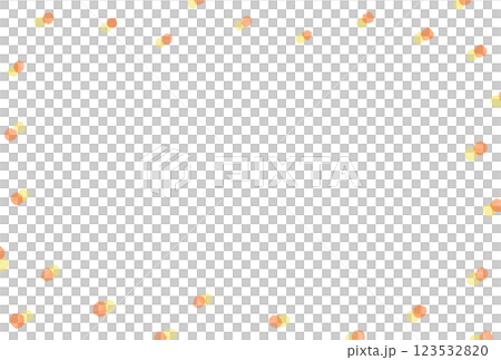 淡いオレンジと黄色の重なる水玉フレーム 123532820