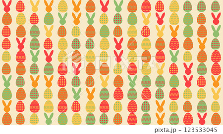 egg and rabbit shape bauhaus style geometric pattern in easter color 123533045