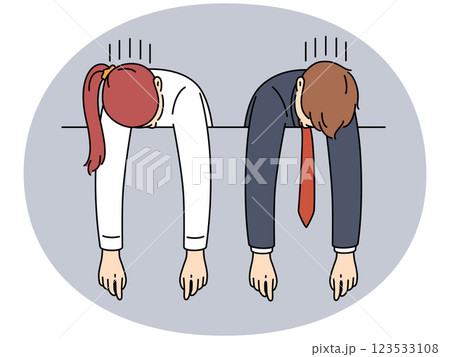 Tired employees lying on empty board 123533108