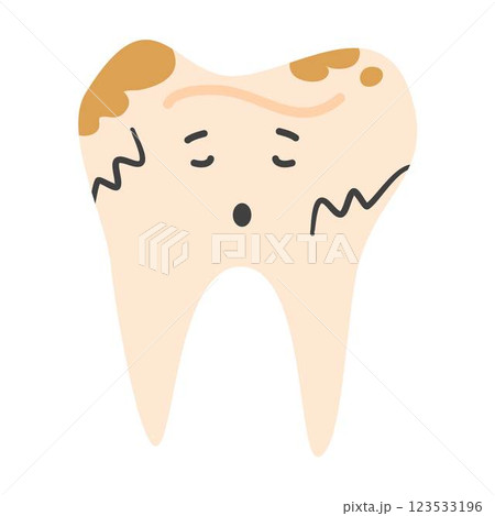 Decaying Tooth Character Illustration toothache 123533196