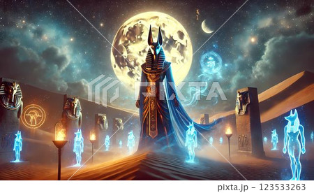 満月とアヌビス 123533263