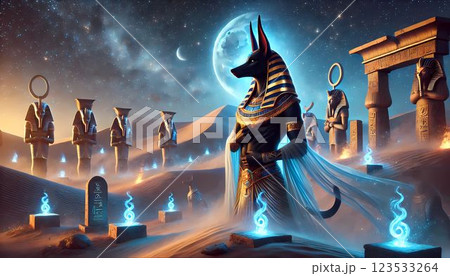 青い月とアヌビス 123533264