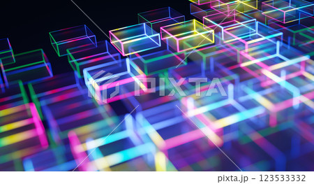 Glowing rectangular shapes creating futuristic technological background Glowing rectangular shapes creating futuristic technological background 123533332