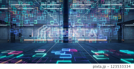 Futuristic digital display with neon lights Futuristic digital display with neon lights 123533334