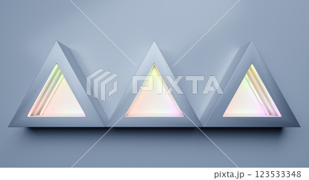 Three triangles creating light and shadow effects on a wall 123533348