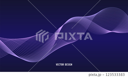 Geometric curved lines in gradient forming dynamic futuristic abstract flow patterns 123533383