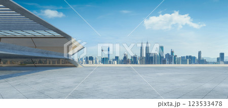 Modern building overlooking kuala lumpur skyline on a sunny day 123533478