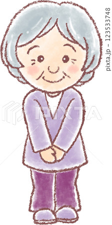 おばあちゃん_高齢女性_全身像 おばあちゃん_高齢女性_全身像 123533748