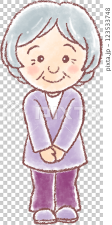 おばあちゃん_高齢女性_全身像 おばあちゃん_高齢女性_全身像 123533748