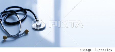Stethoscope medical banner background. Healthcare, analysis, therapy technologies 123534125