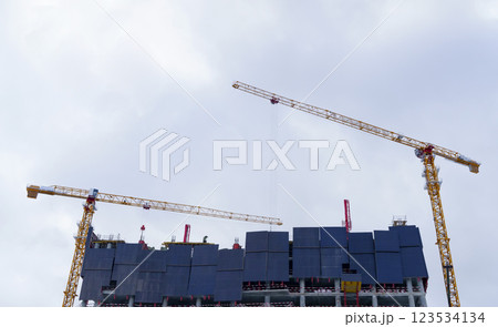 Crane on construction site background.  123534134
