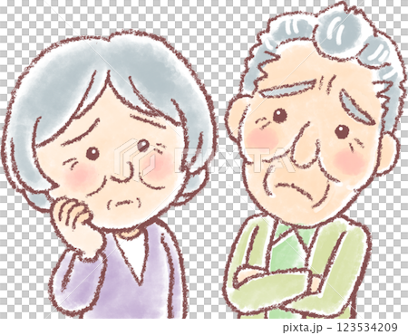 Elderly men and women_Grandpa_Grandma_troubled face Elderly men and women_Grandpa_Grandma_troubled face 123534209