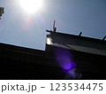太陽に照らされる某神社の屋根 123534475