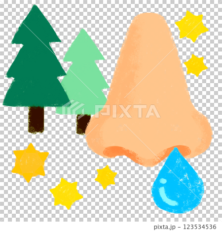 シンプルイラスト クレヨンタッチ 花粉の季節 シンプルイラスト クレヨンタッチ 花粉の季節 123534536