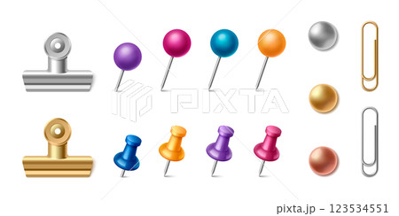 Paper clips and binders set with office tools 123534551