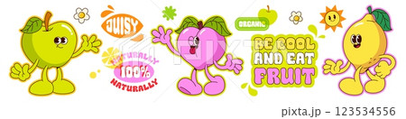 Groovy fruit cartoon characters 123534556