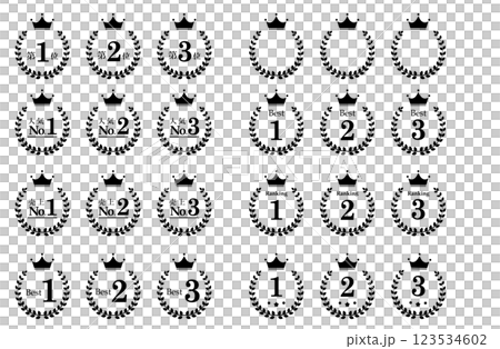 Monochrome laurel ranking set A Monochrome laurel ranking set A 123534602