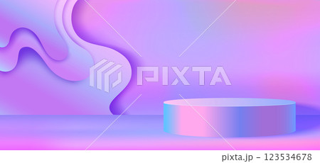 3D podium with holographic neon waves 123534678