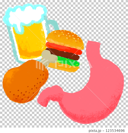 シンプルイラスト　クレヨンタッチ　暴飲暴食 123534696