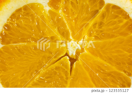 Macro Texture Of Ripe Fresh Orange Fruit Pulp. Macro Texture Of Ripe Fresh Orange Fruit Pulp. 123535127