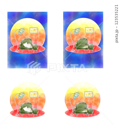 かわいいシンプル　床暖房イメージイラスト　手書きの水彩画風 123535221