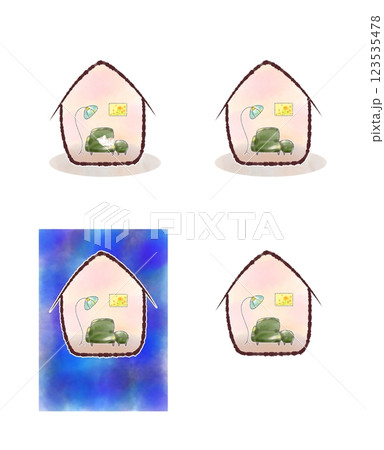 かわいい　デフォルメした家のイラストセット　全館空調 123535478