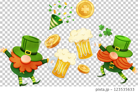Cheerful Cartoon Leprechaun Illustration 123535633