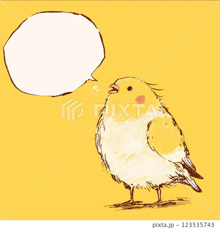 【フキダシ】黄色い小鳥と吹き出し 123535743