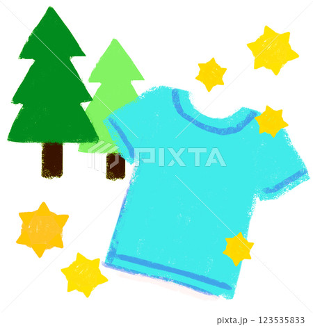 シンプルイラスト　クレヨンタッチ　花粉の季節 123535833