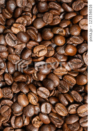 Aromatic coffee beans surface rich brown. 123536016