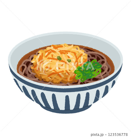 かき揚げそばのイラスト 123536778