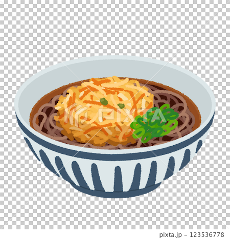 かき揚げそばのイラスト 123536778