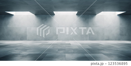 Modern empty concrete room interior with natural skylight Modern empty concrete room interior with natural skylight 123536895