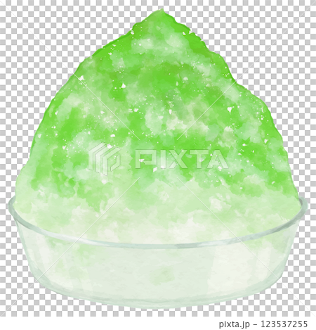 一杯淋上蜜瓜糖漿的鬆軟刨冰 一杯淋上蜜瓜糖漿的鬆軟刨冰 123537255