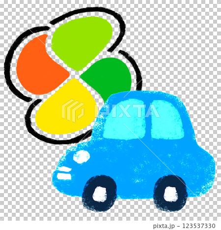 シンプルイラスト クレヨンタッチ 高齢運転者標識と車 シンプルイラスト クレヨンタッチ 高齢運転者標識と車 123537330