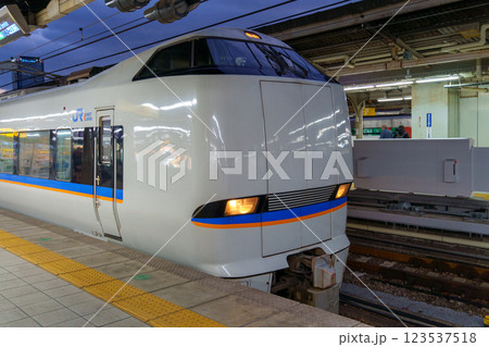 駅に到着する特急しらさぎ 駅に到着する特急しらさぎ 123537518