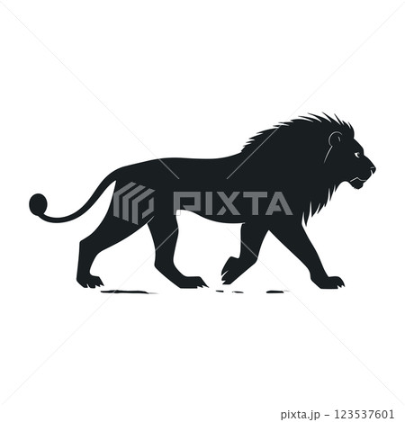 black silhouette of lion isolated vector illustration 123537601