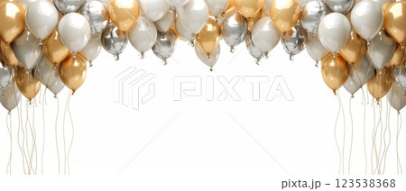 Helium balloons arch on white background Helium balloons arch on white background 123538368